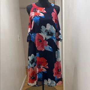 Vince Camuto Navy Floral Midi Dress